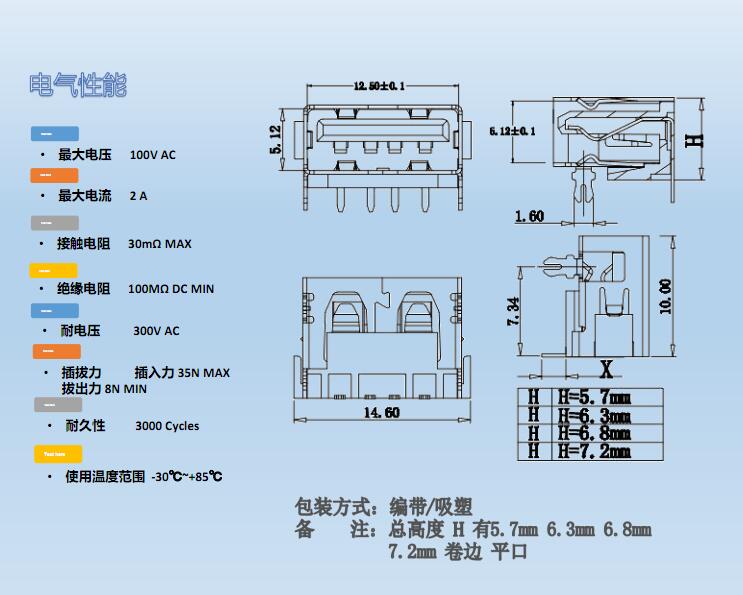  USB AF90度短体10.0插板 前脚
